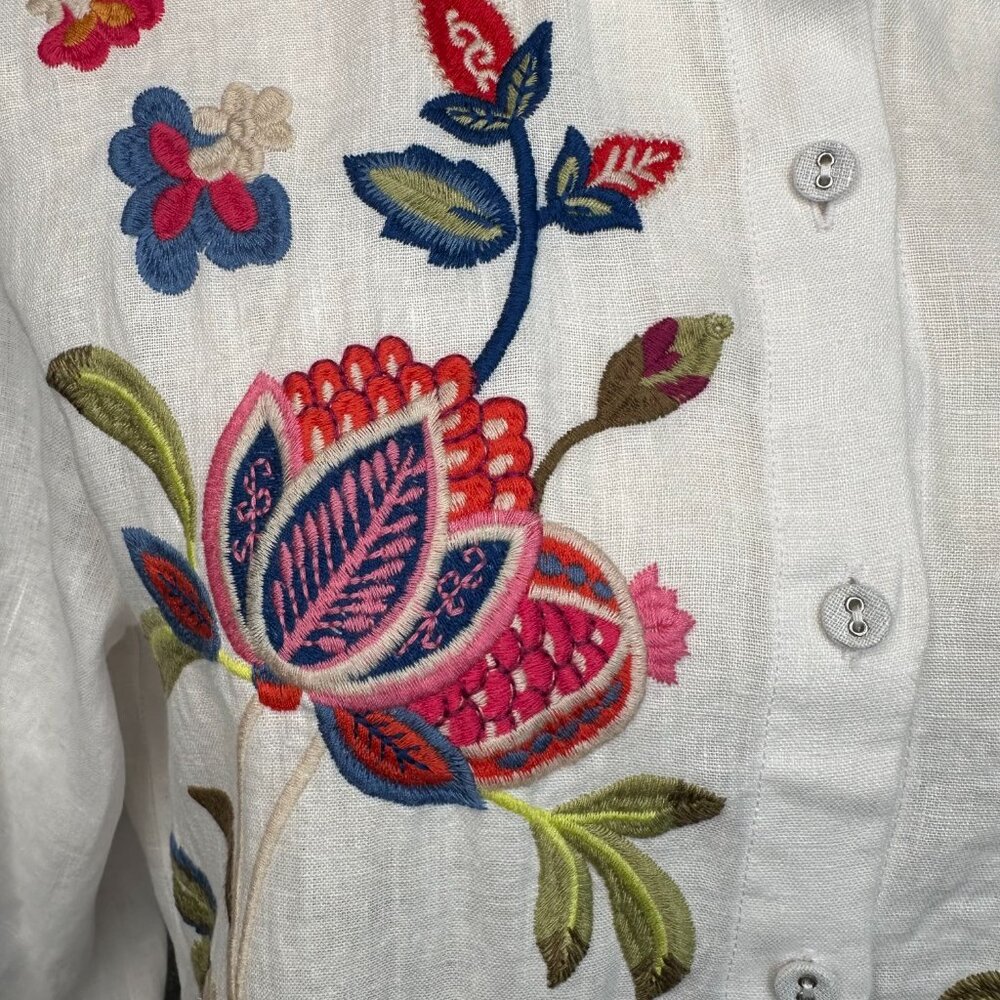 Johnny Was Gracey Linen Oversized Shirt White Sz S - Picture 13 of 15